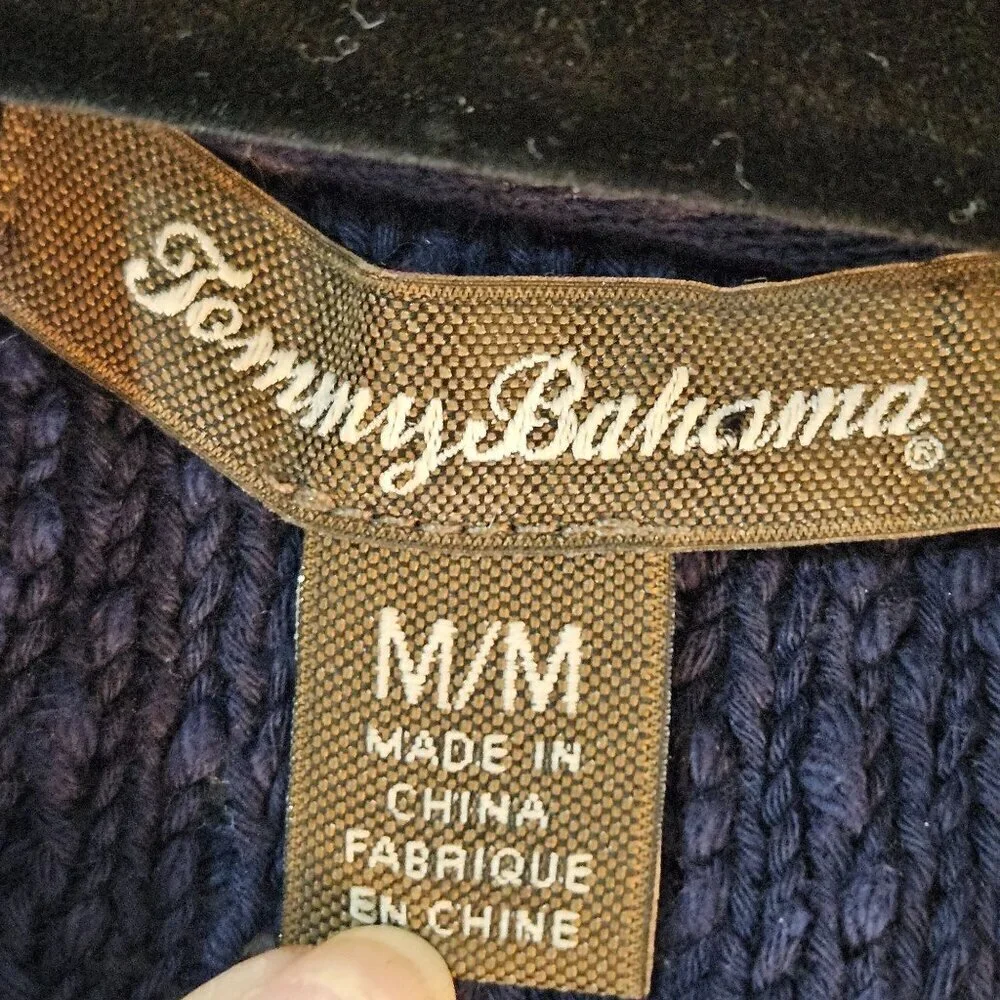 Tommy Bahama Medium Eden Bay Tassel Tunic Top Blue Pink Tassels & Embroidery